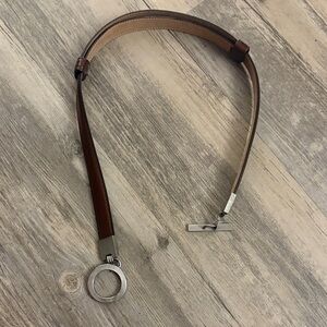 Dress Belt, brown leather, adjustable with Silver Buckle clasp